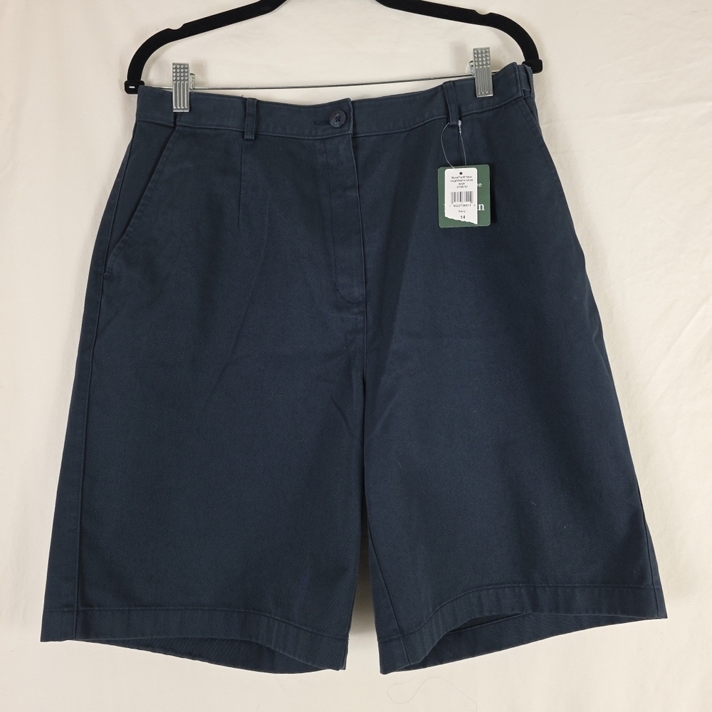 L.L. Bean Navy Wrinkle Resistant Cotton Shorts Womens 14 Academia Uniform School